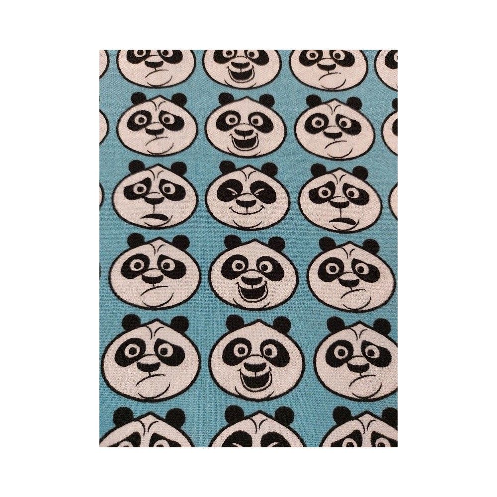Tissu coton enfant imprimé panda bleu
