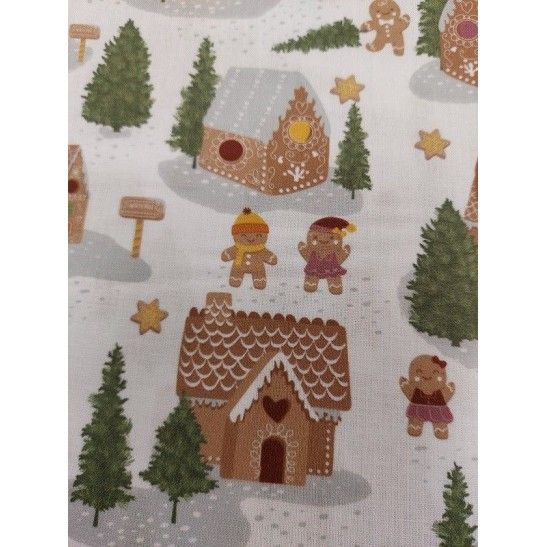 Christmas cotton material print with winter landscape