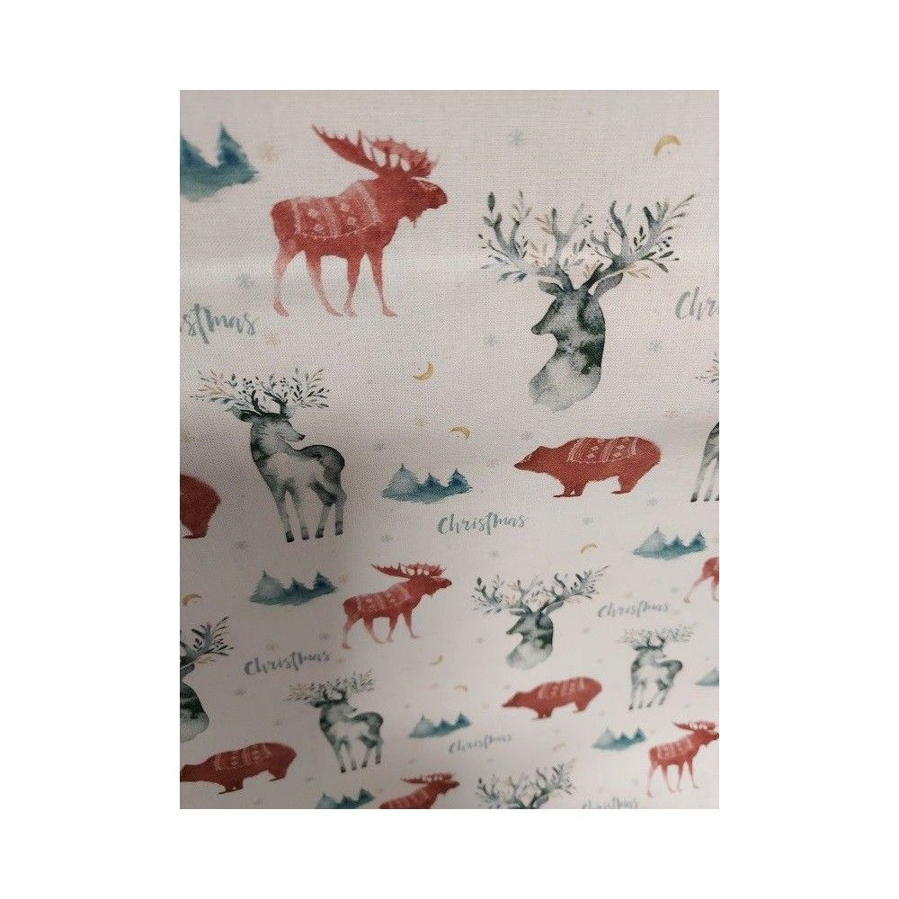Christmas cotton material print with deer
