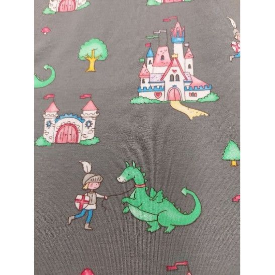 Tissu jersey de coton enfant imprimé dragon