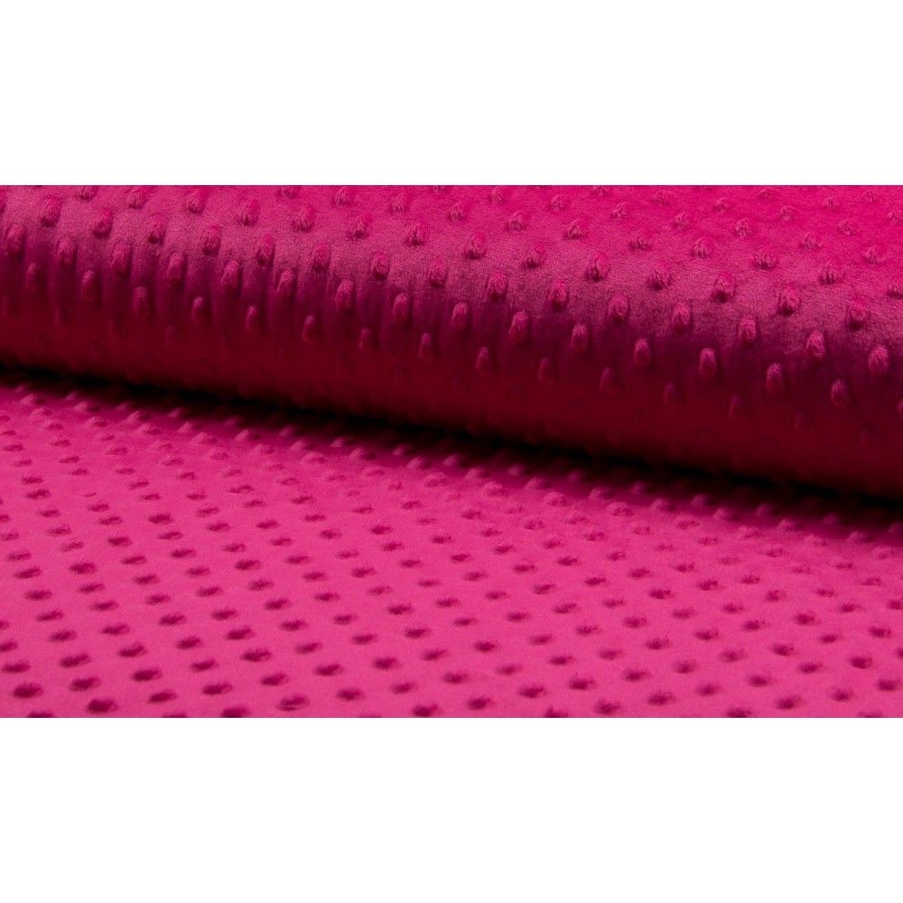 Minky material with dots color fuchsia