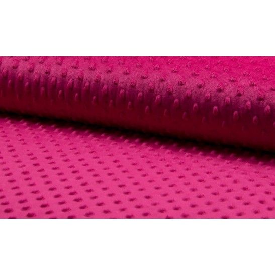 Minky material with dots color fuchsia