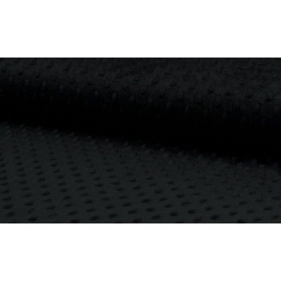 Tissu minky à pois coloris noir