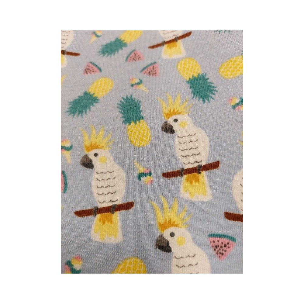 Jersey printed material with parrot