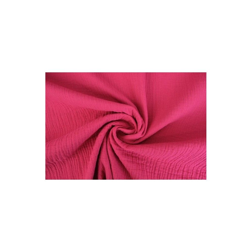 Tissu double gaze de coton coloris framboise
