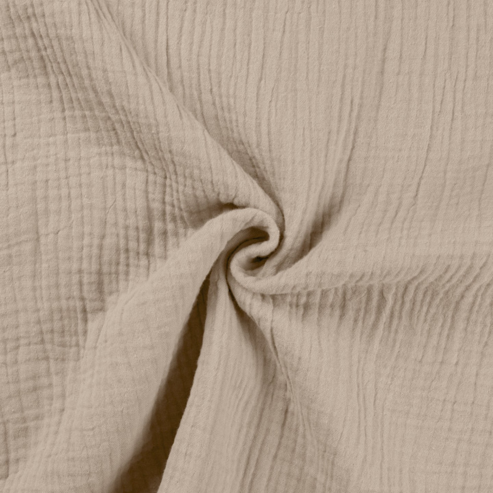 Tissu double gaze uni coloris beige