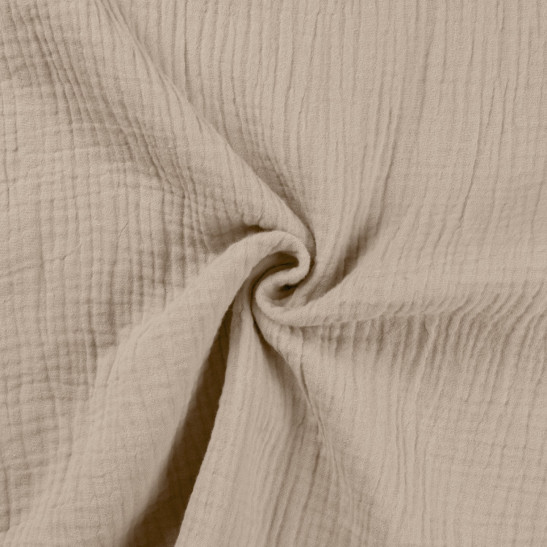 Tissu double gaze uni coloris beige