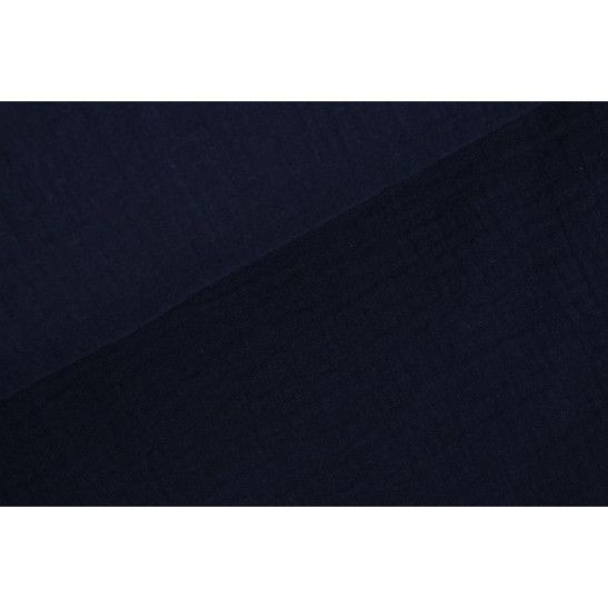 Tissu double gaze de coton coloris bleu marine
