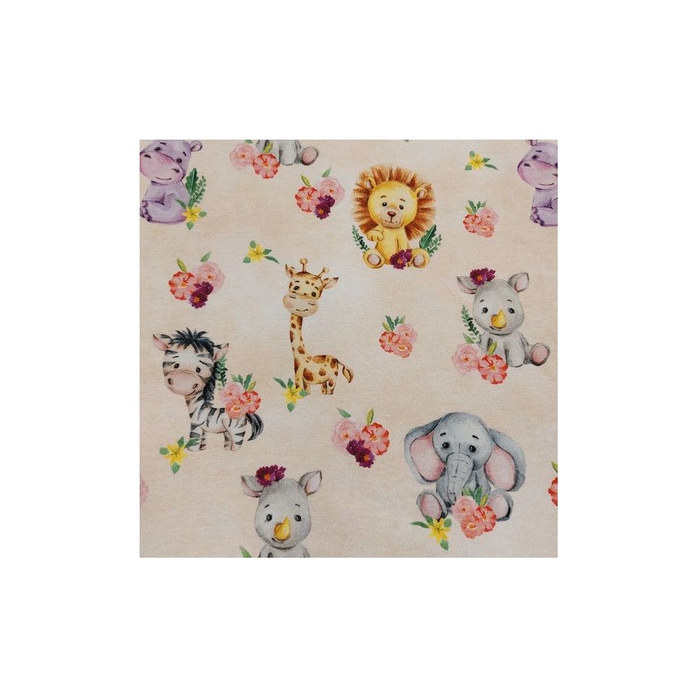 Jersey printed material with jungle baby