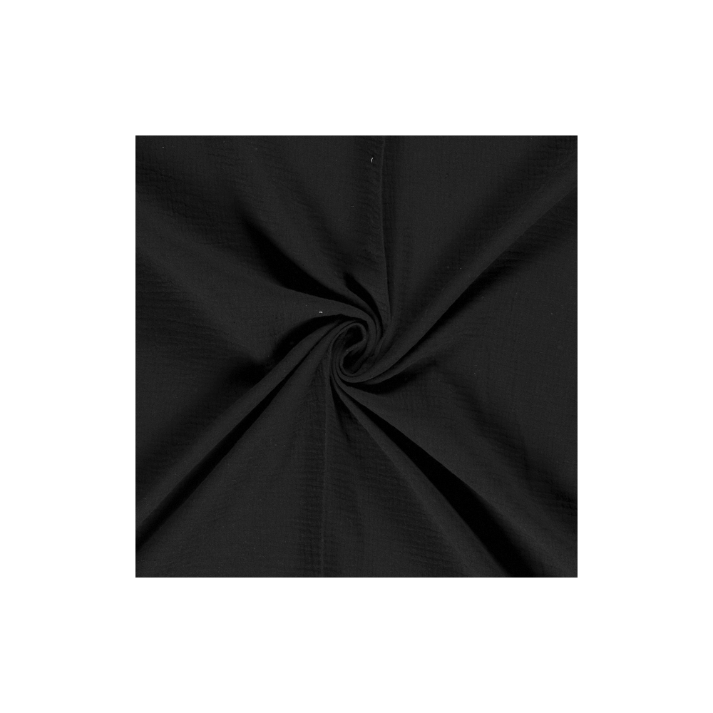 Tissu double gaze de coton coloris noir