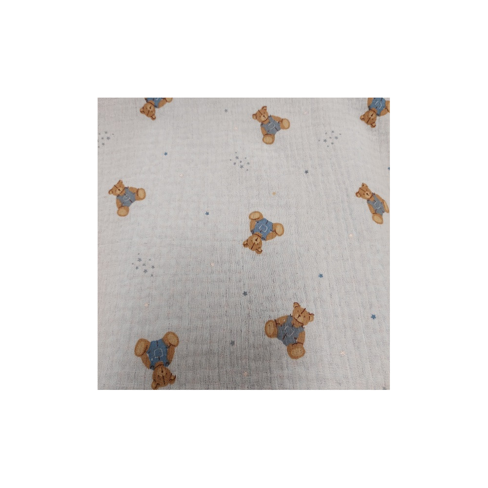 Double gauze  material printed with small bears