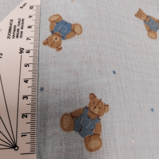 Double gauze  material printed with small bears