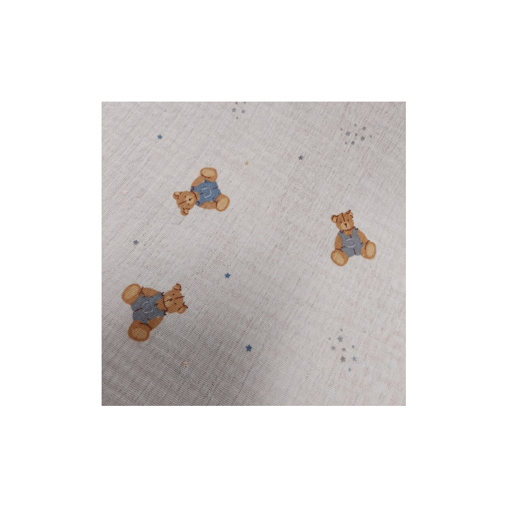 Double gauze  material printed with small bears