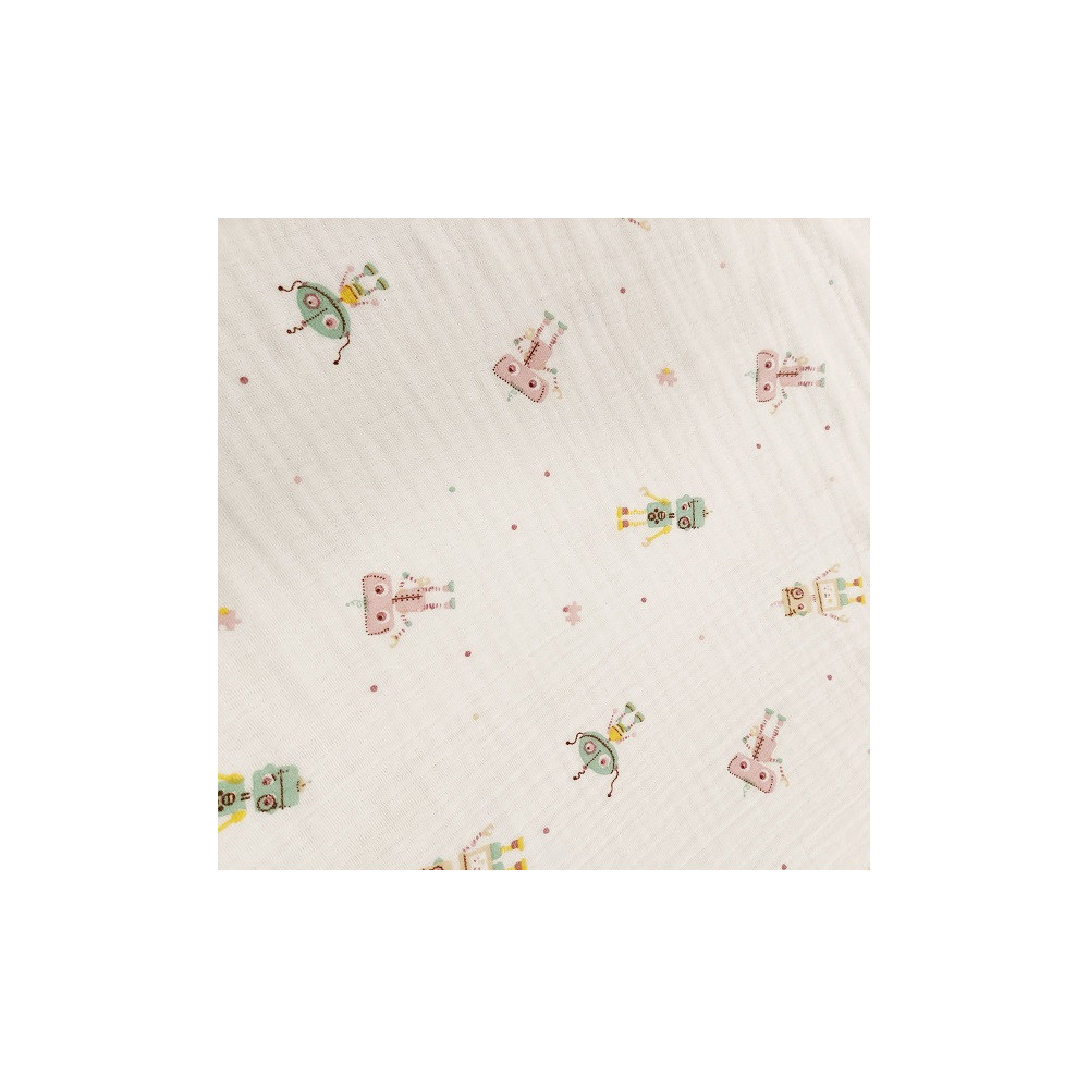 Double gauze material printed with robot  white