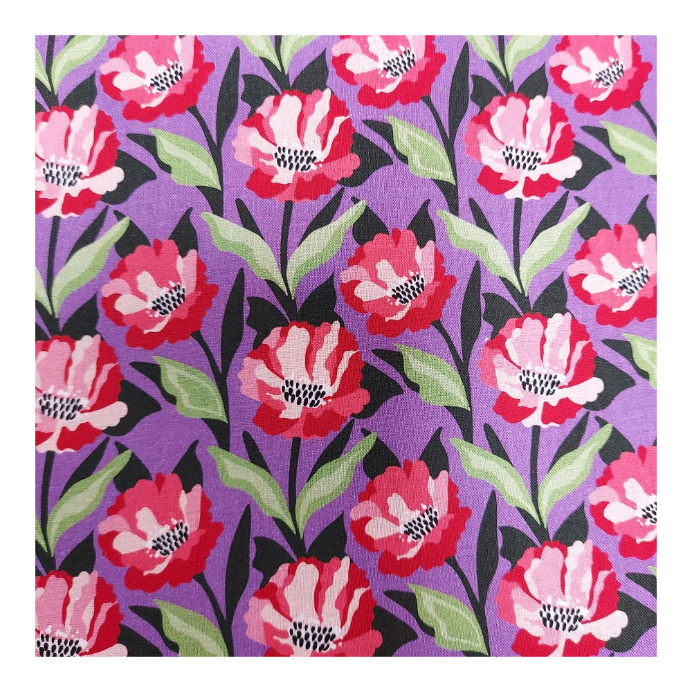 Tissu popeline de coton imprimé tulipes