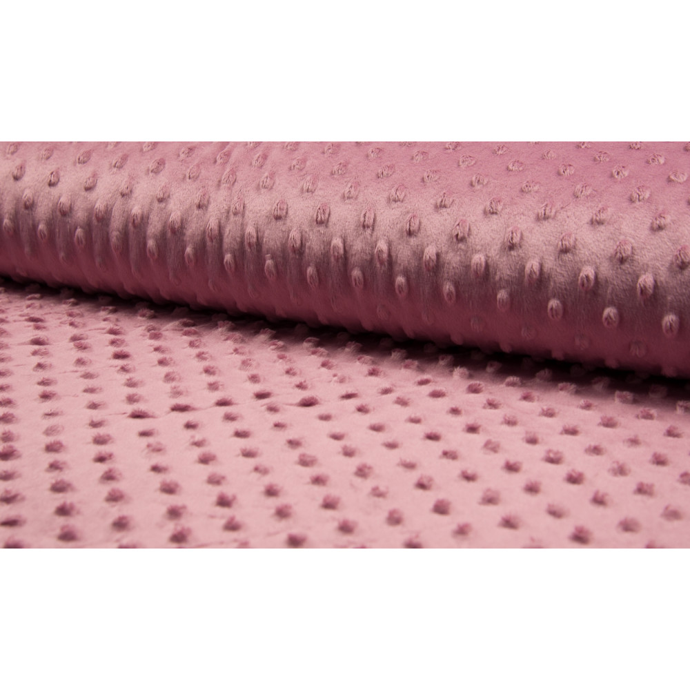 Tissu minky à pois coloris vieux rose foncé