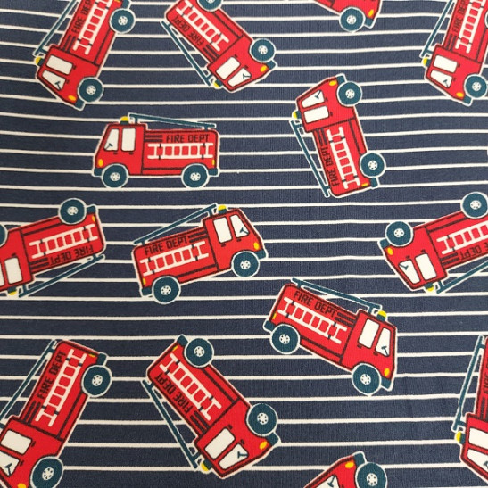 Jersey printed material with fire car
