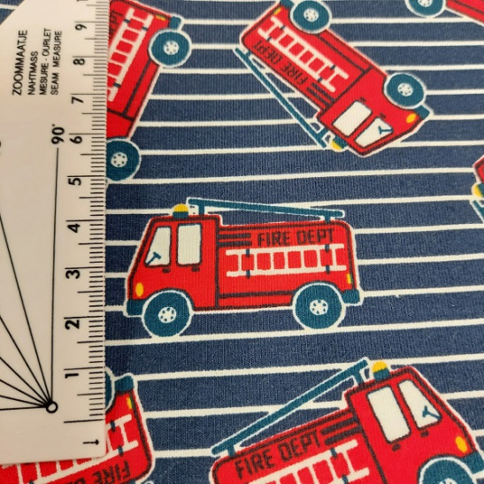 Jersey printed material with fire car