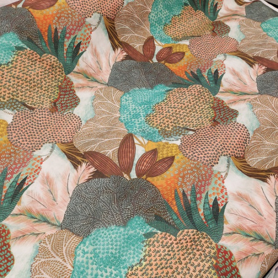 Tissu coton d'ameublement imprimé végétal 280 cm large