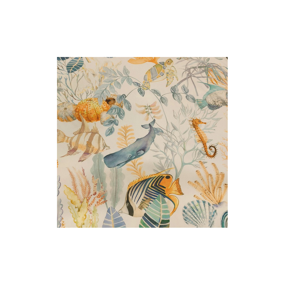 Tissu coton d'ameublement imprimé vie marine 280 cm large