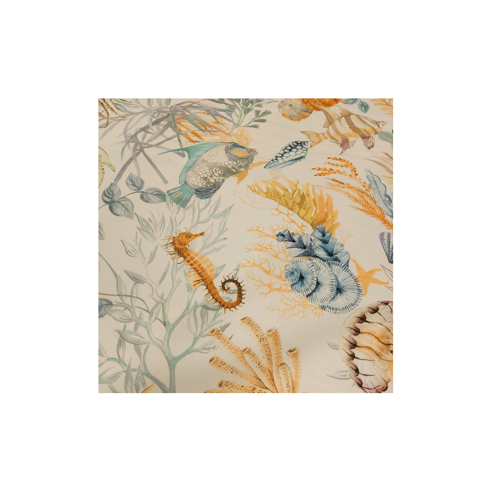 Tissu coton d'ameublement imprimé vie marine 280 cm large