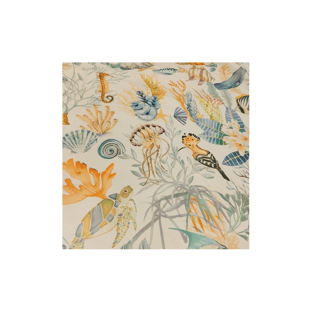 Tissu coton d'ameublement imprimé vie marine 280 cm large