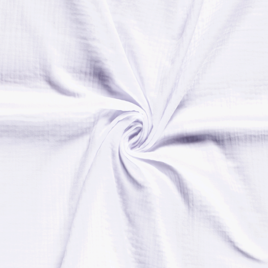 Tissu double gaze de coton coloris blanc