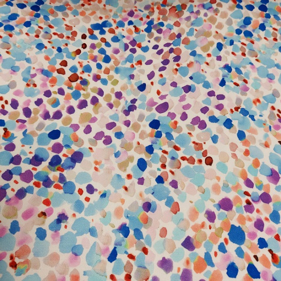 Viscose stretch material printed pointilliste