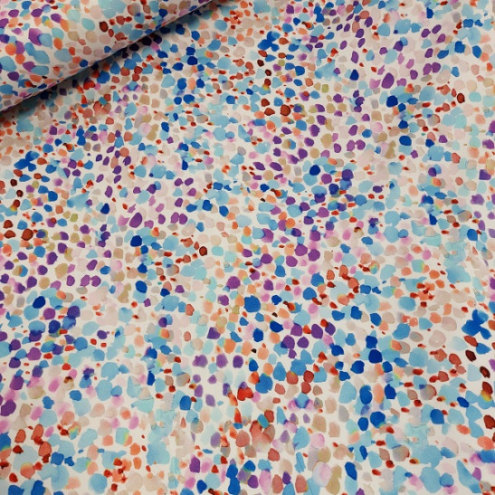 Viscose stretch material printed pointilliste