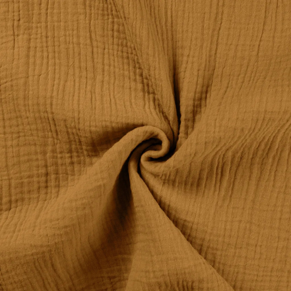 Tissu double gaze de coton coloris camel