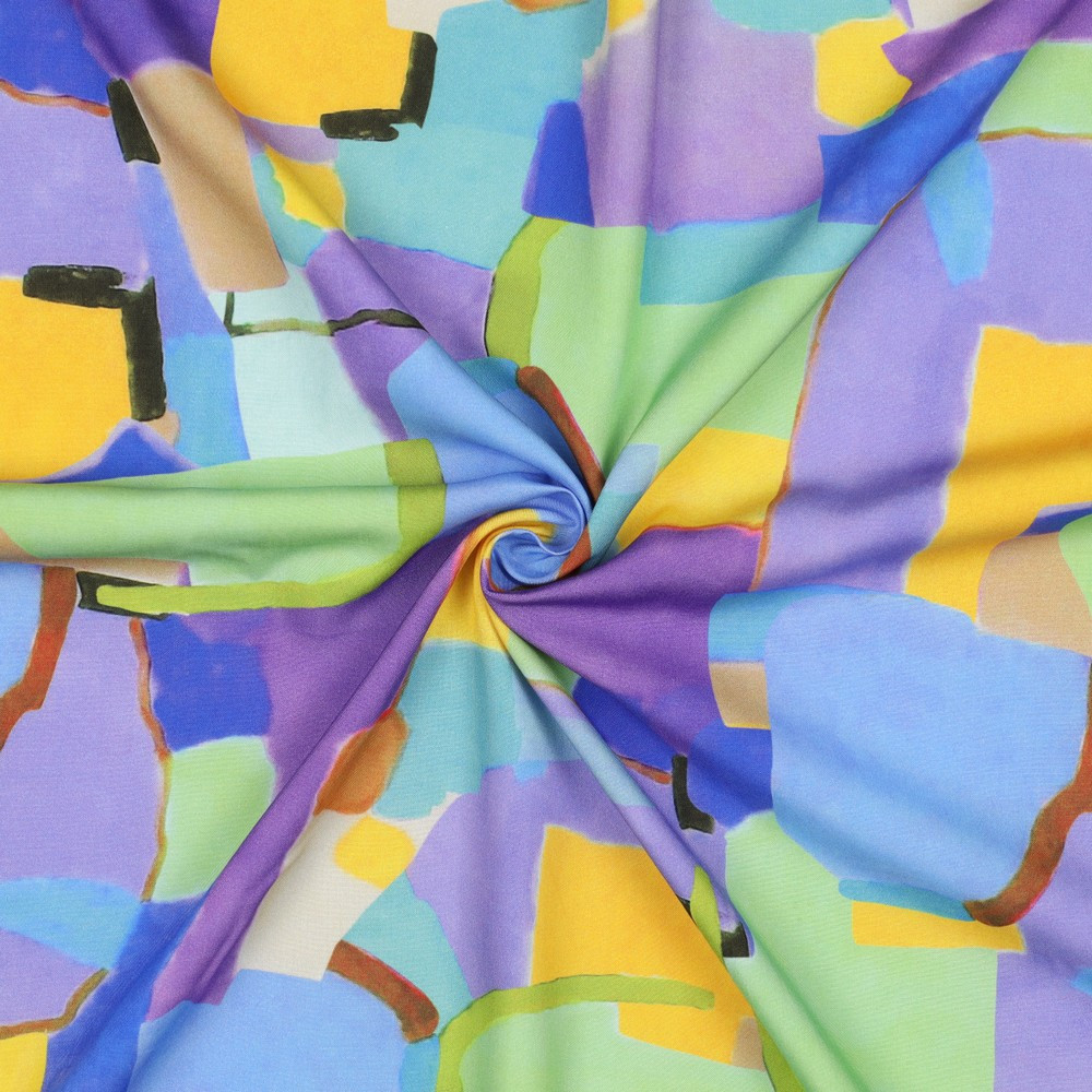 Tissu viscose Poppy imprimé cubiste
