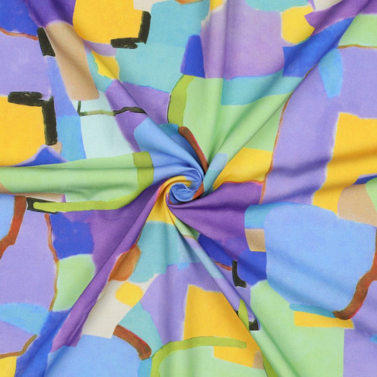 Tissu viscose Poppy imprimé cubiste