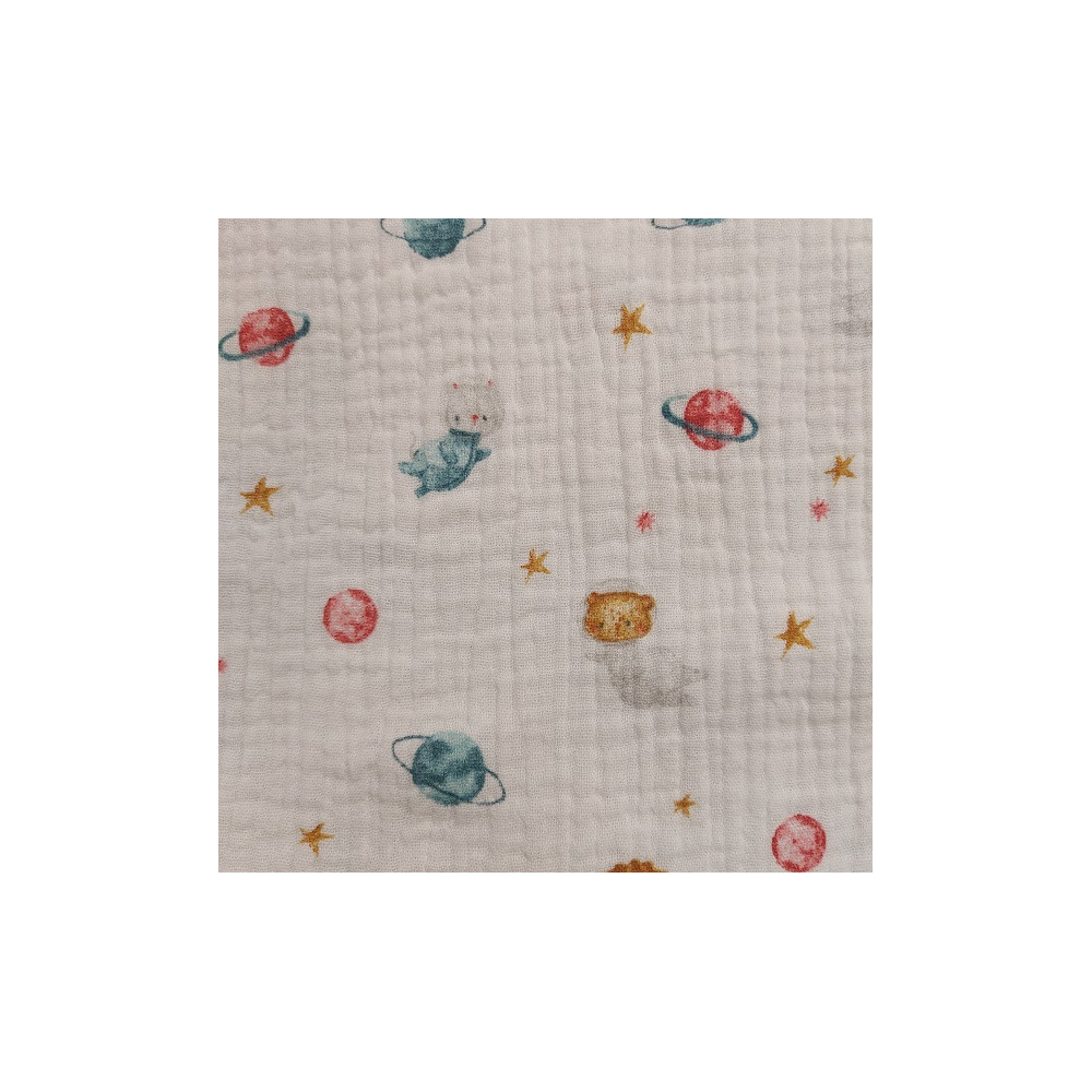 Double gauze material printed with space
