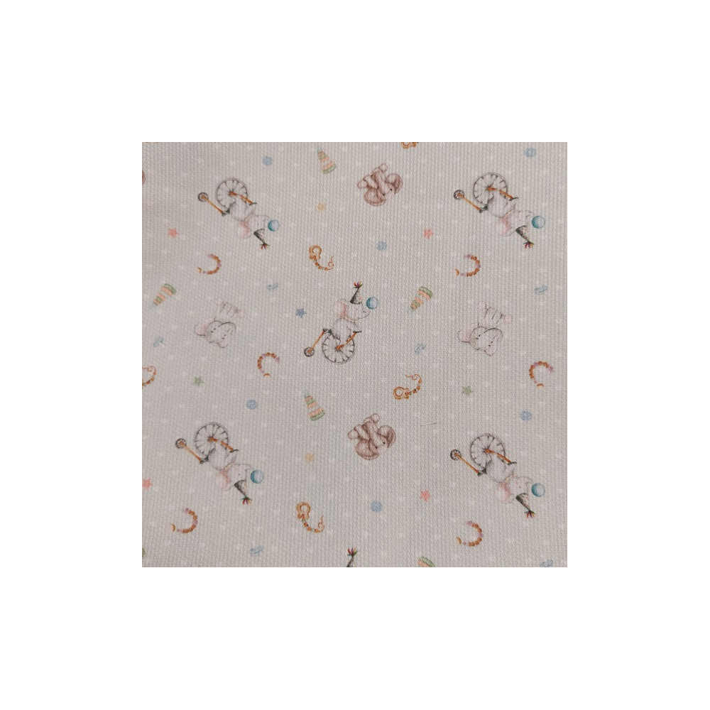 Pique cotton material print with elephant circus