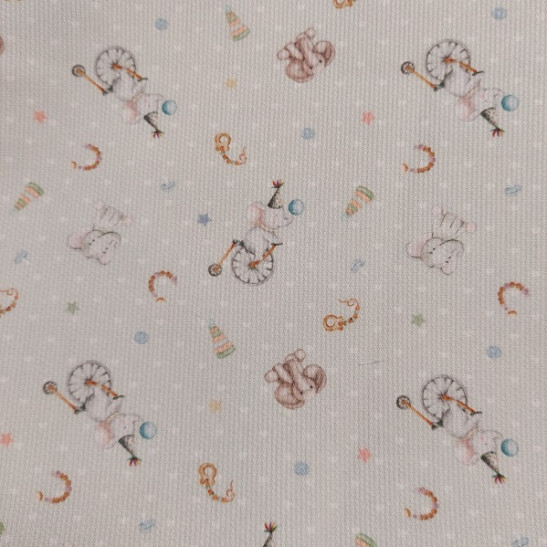 Pique cotton material print with elephant circus