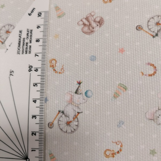 Pique cotton material print with elephant circus