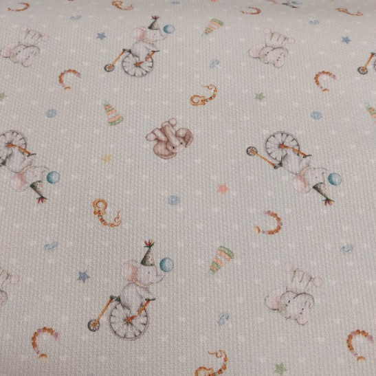 Pique cotton material print with elephant circus