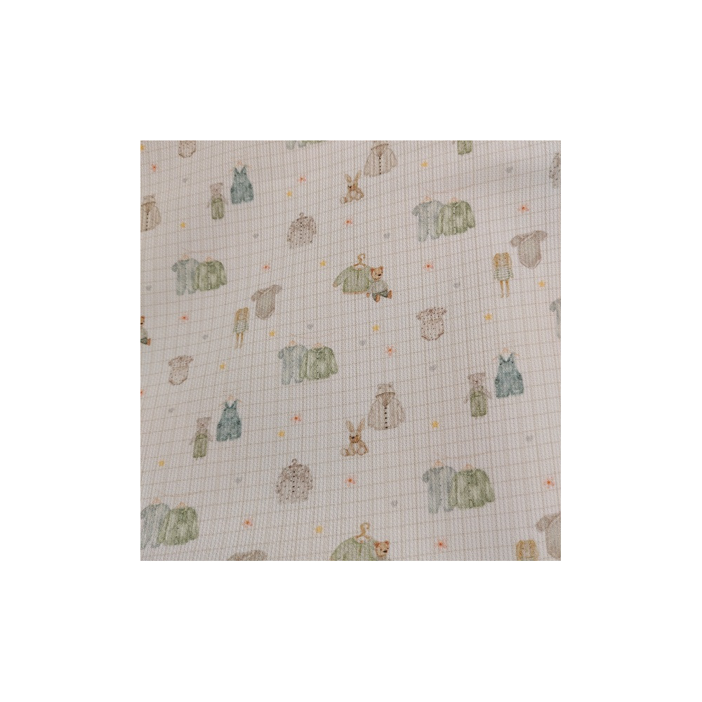 Pique cotton material print with children clothes