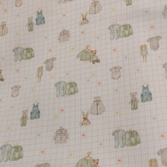 Pique cotton material print with children clothes