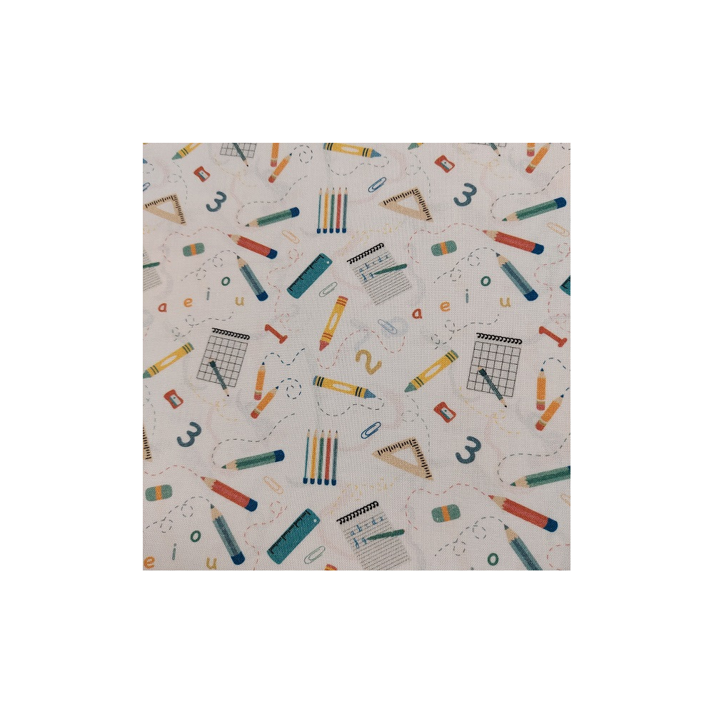 Cotton popeline  material print with pencil