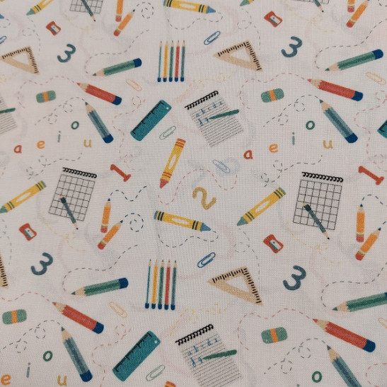 Cotton popeline  material print with pencil