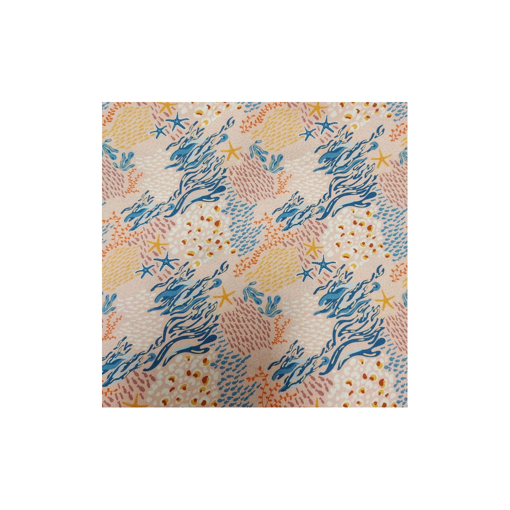 Cotton popeline  material print with coral