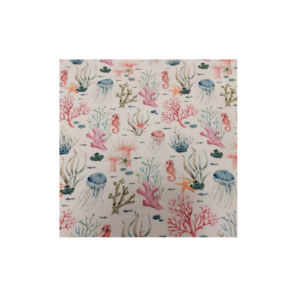 Cotton popeline  material print with ocean