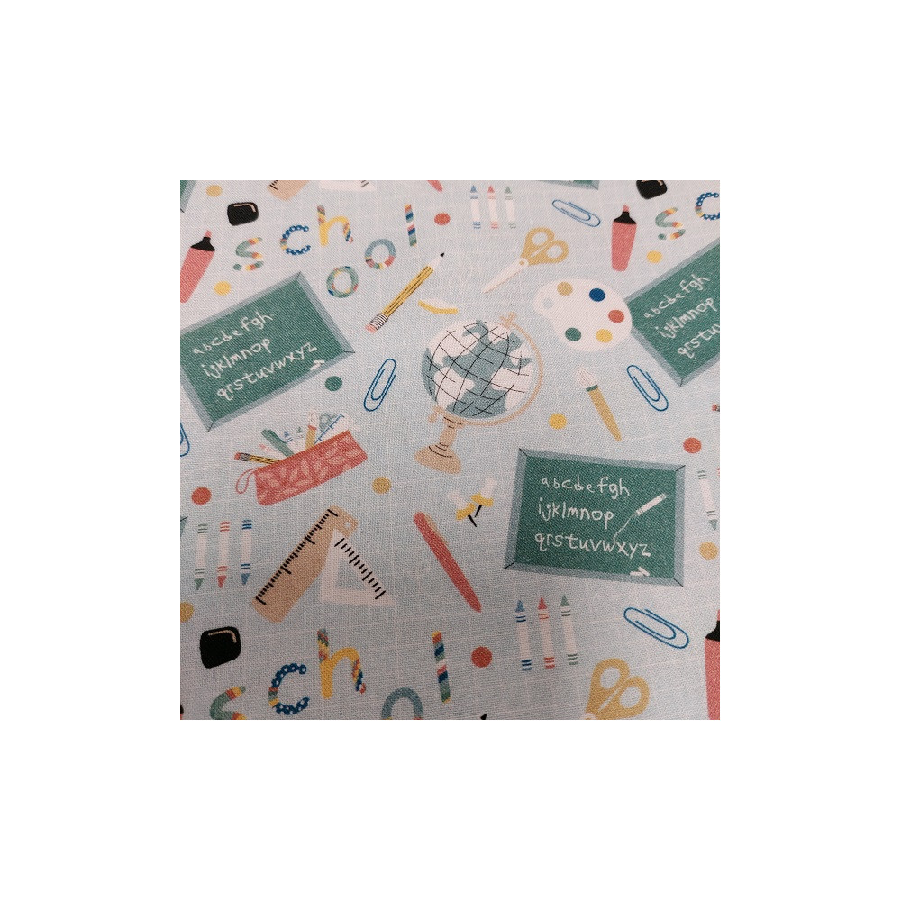Cotton popeline  material print with school