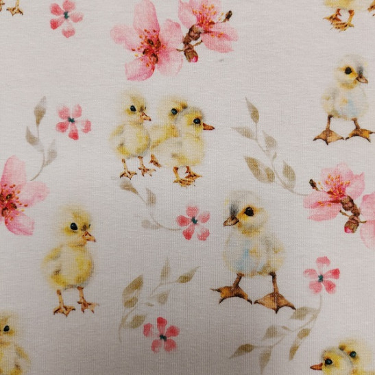 Easter jersey printed material with chick