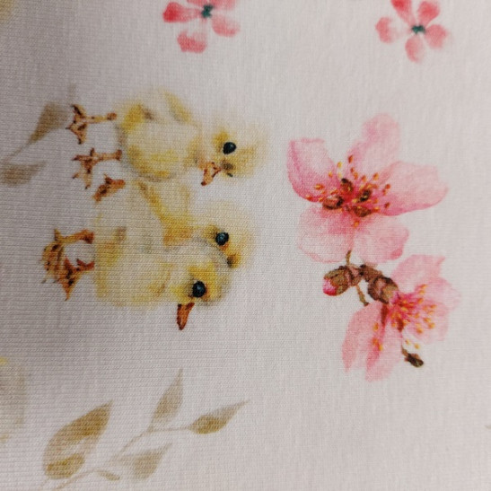 Easter jersey printed material with chick