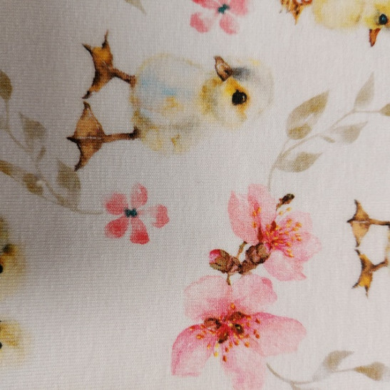 Easter jersey printed material with chick