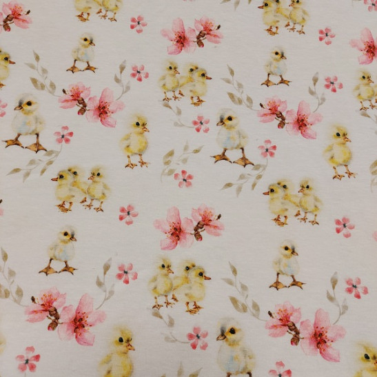 Easter jersey printed material with chick