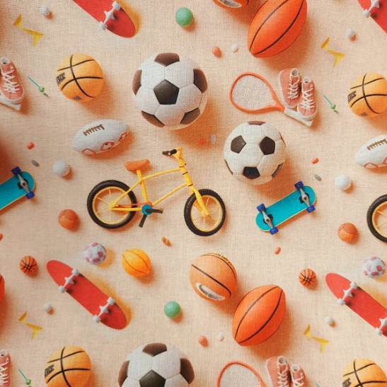 Tissu coton digital 3 D enfant imprimé sport