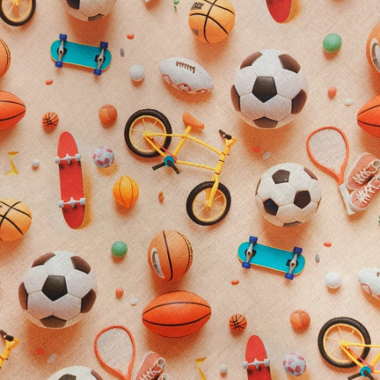 Tissu coton digital 3 D enfant imprimé sport